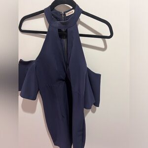 Navy blue off shoulder sleeve mini dress size M